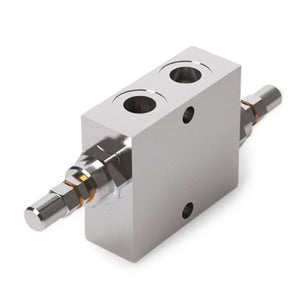 3/8" Dual Cross Line Relief Valve (V0440/180) 35 lpm - 100-180 Bar - With Protection Caps